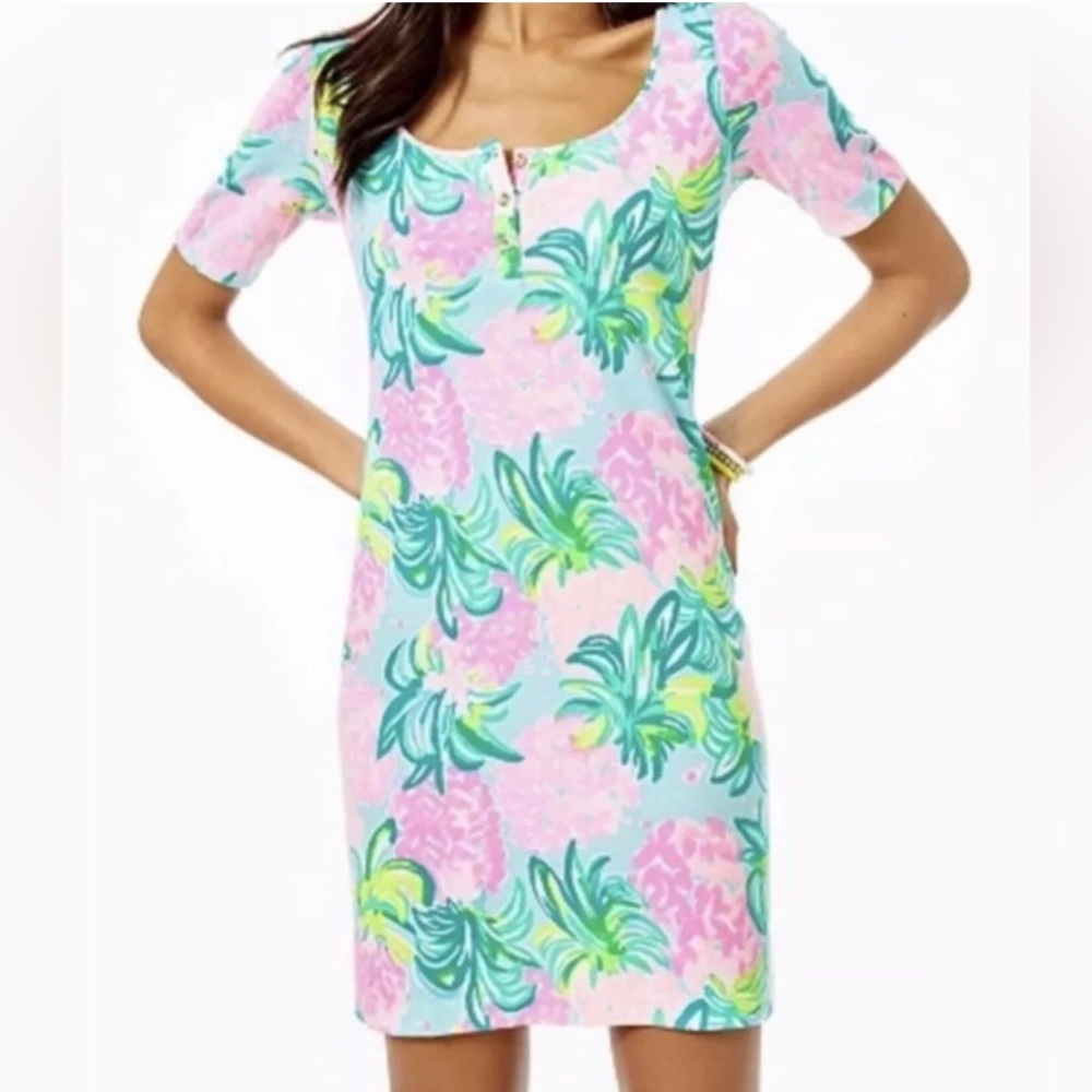 NWT Lilly Pulitzer Gavyn Dress in Pineapple Shake Print New Size L